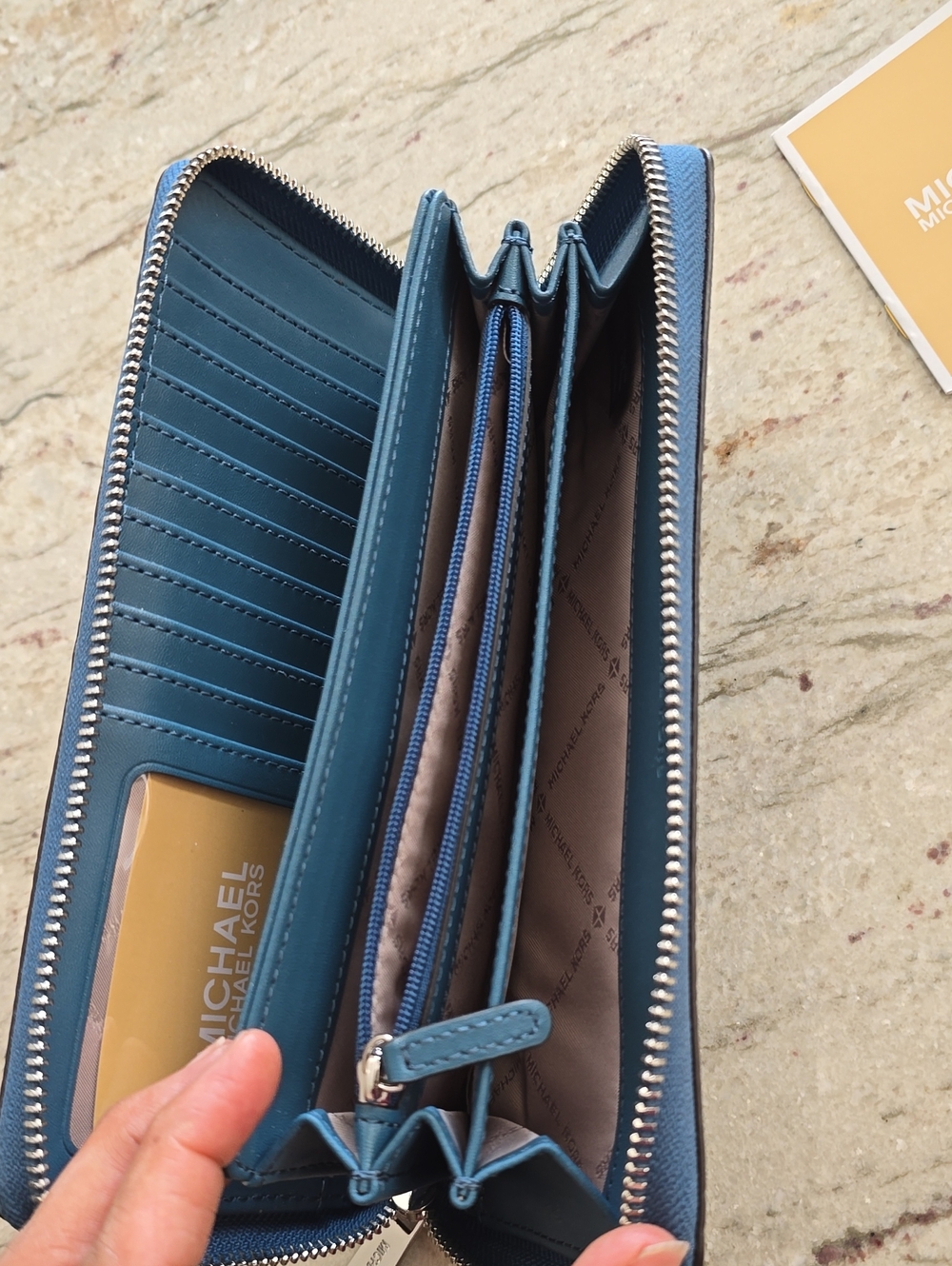 Michael Kors Turquoise Pebbled Leather Wristlet Wallet - Picture 5 of 7